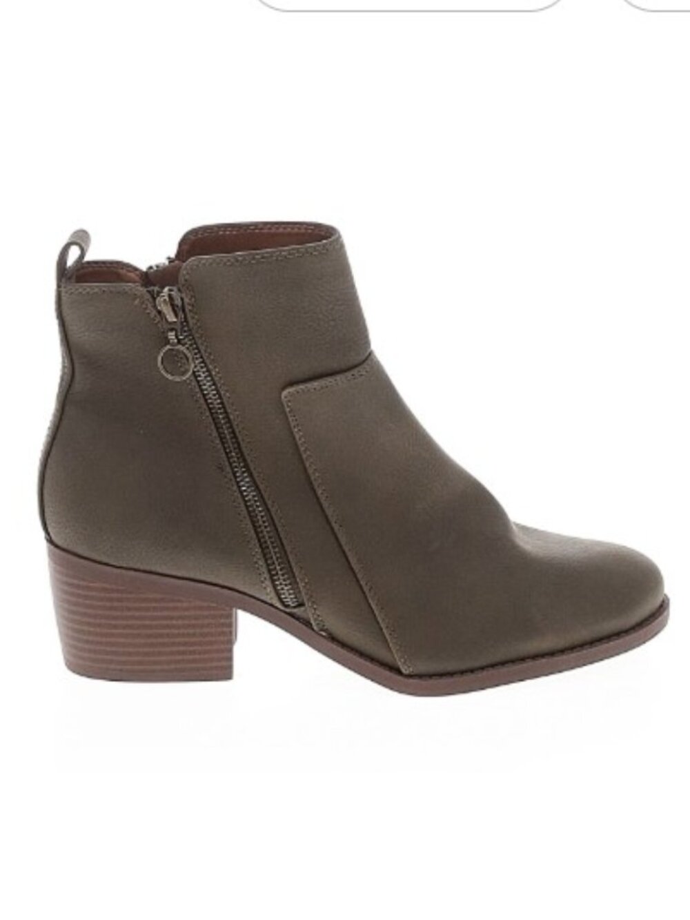 Ladies City Classified Dark Olive Green Ankle Boots w/side Zippers - Size 10